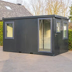 CONTAINER BUREAU ANTHRACITE 4X2M AVEC FENÊTRE COMPLÈTE